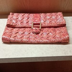 Jessica Simpson Vegan Leather handbag purse. Orange-Red colored.